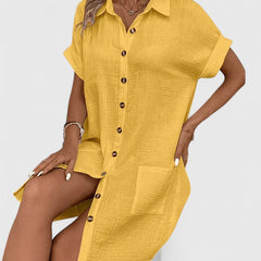 Gia | Button Front Green Midi Dress
