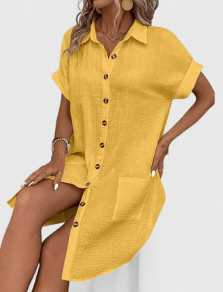 Gia | Button Front Green Midi Dress