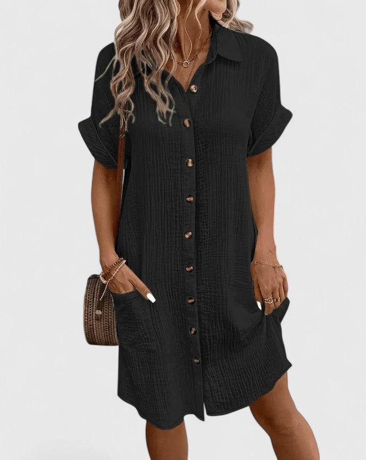 Gia | Button Front Green Midi Dress
