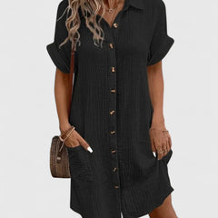 Gia | Button Front Green Midi Dress