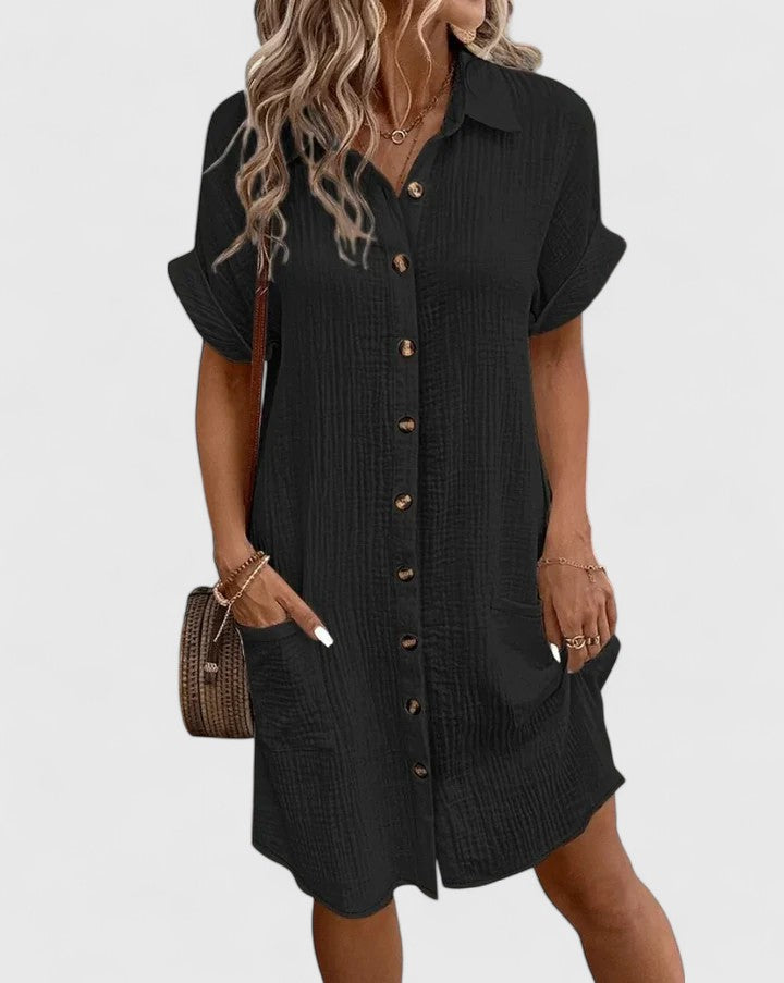 Gia | Button Front Green Midi Dress