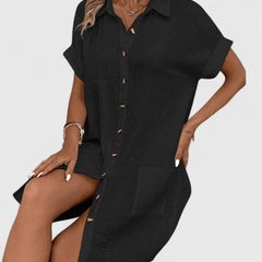 Gia | Button Front Green Midi Dress
