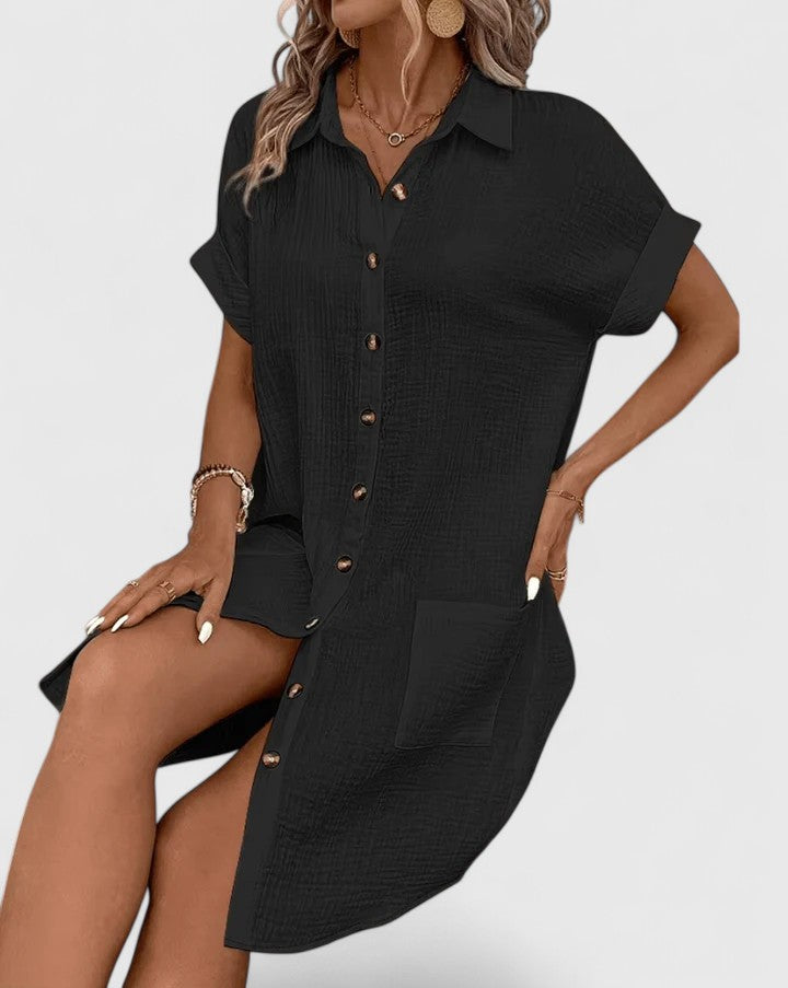 Gia | Button Front Green Midi Dress