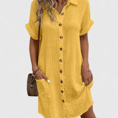 Gia | Button Front Green Midi Dress
