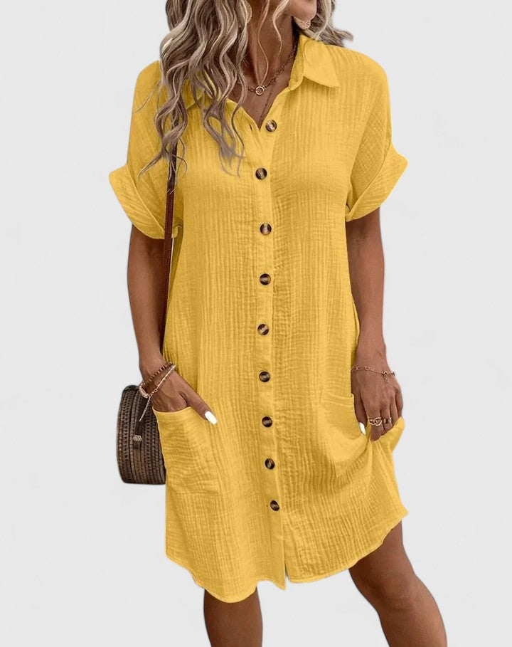 Gia | Button Front Green Midi Dress