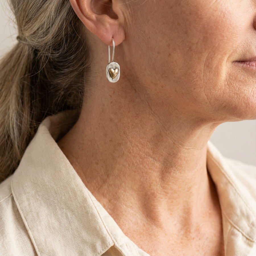 Adeline | Gold Tone Vintage Heart Earrings
