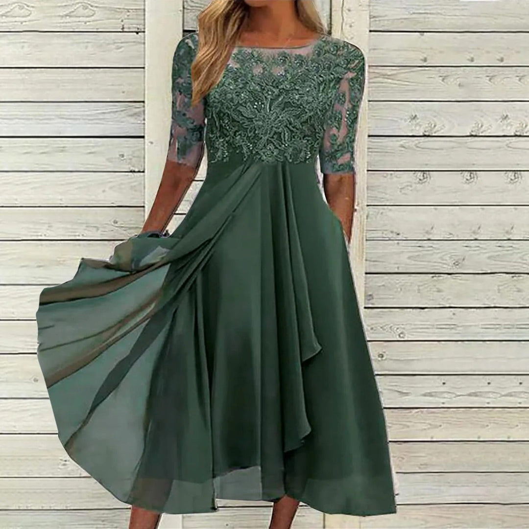 Zaria – Vestido Midi de Renda que Valoriza