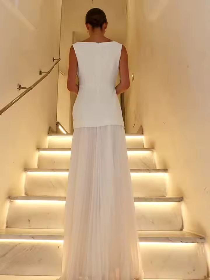 Rowina | Vestido Sem Mangas com Pregas Fluídas