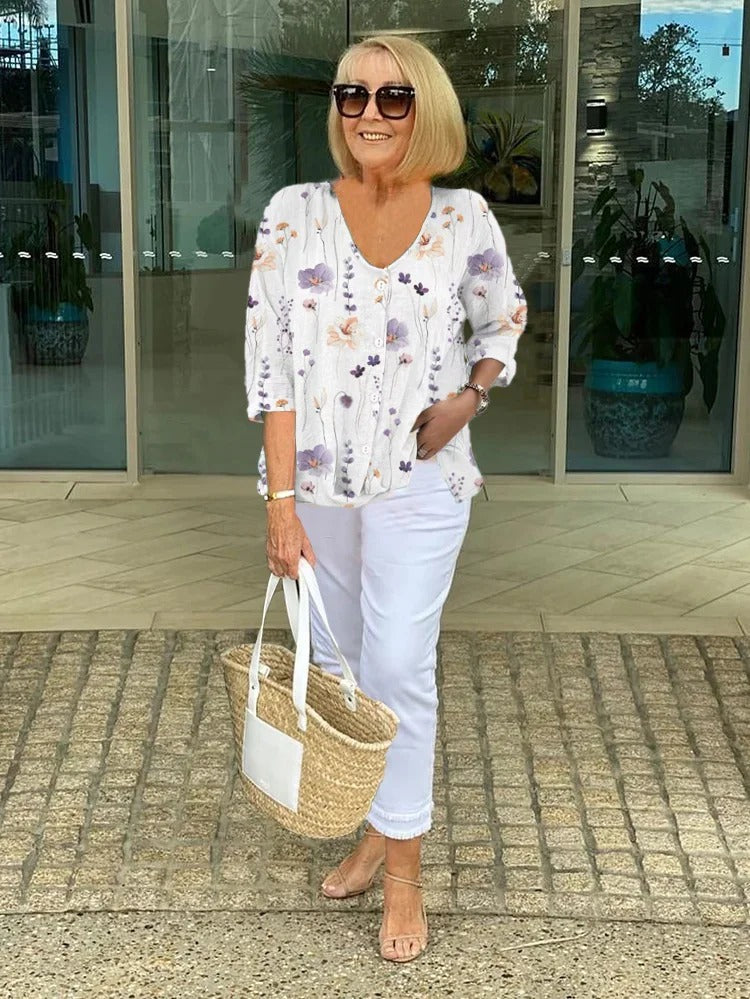 Joanne | Túnica Estampada com Botões