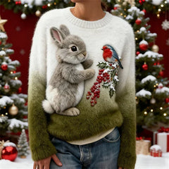 Janelli | Bunny Print Holiday Sweater Women