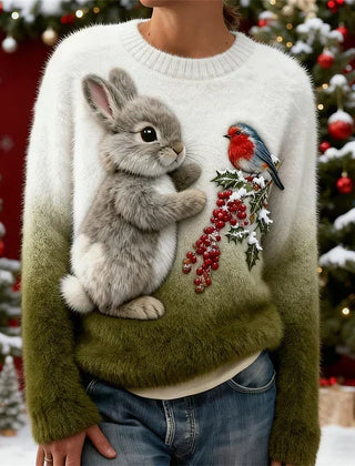 Janelli | Bunny Print Holiday Sweater Women
