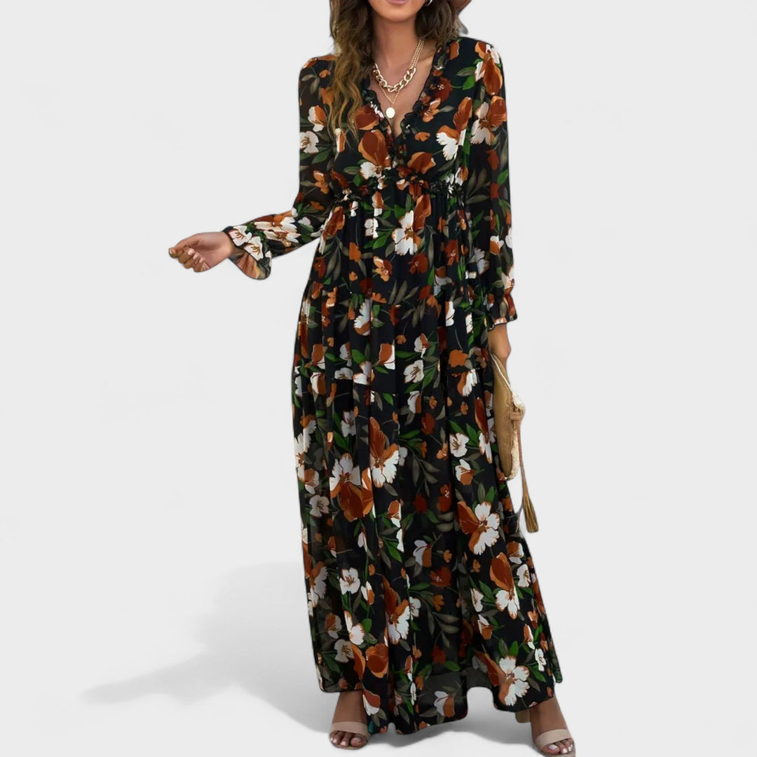 Zera | Vestido Longo Floral em Camadas