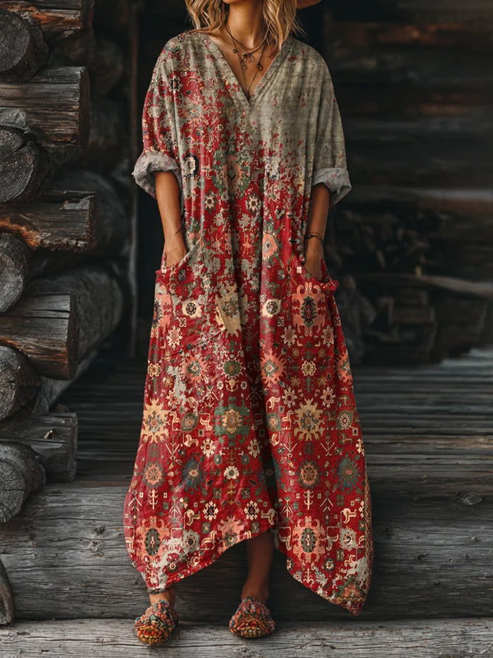 Ophira | Vestido Boho Vintage com Bolsos