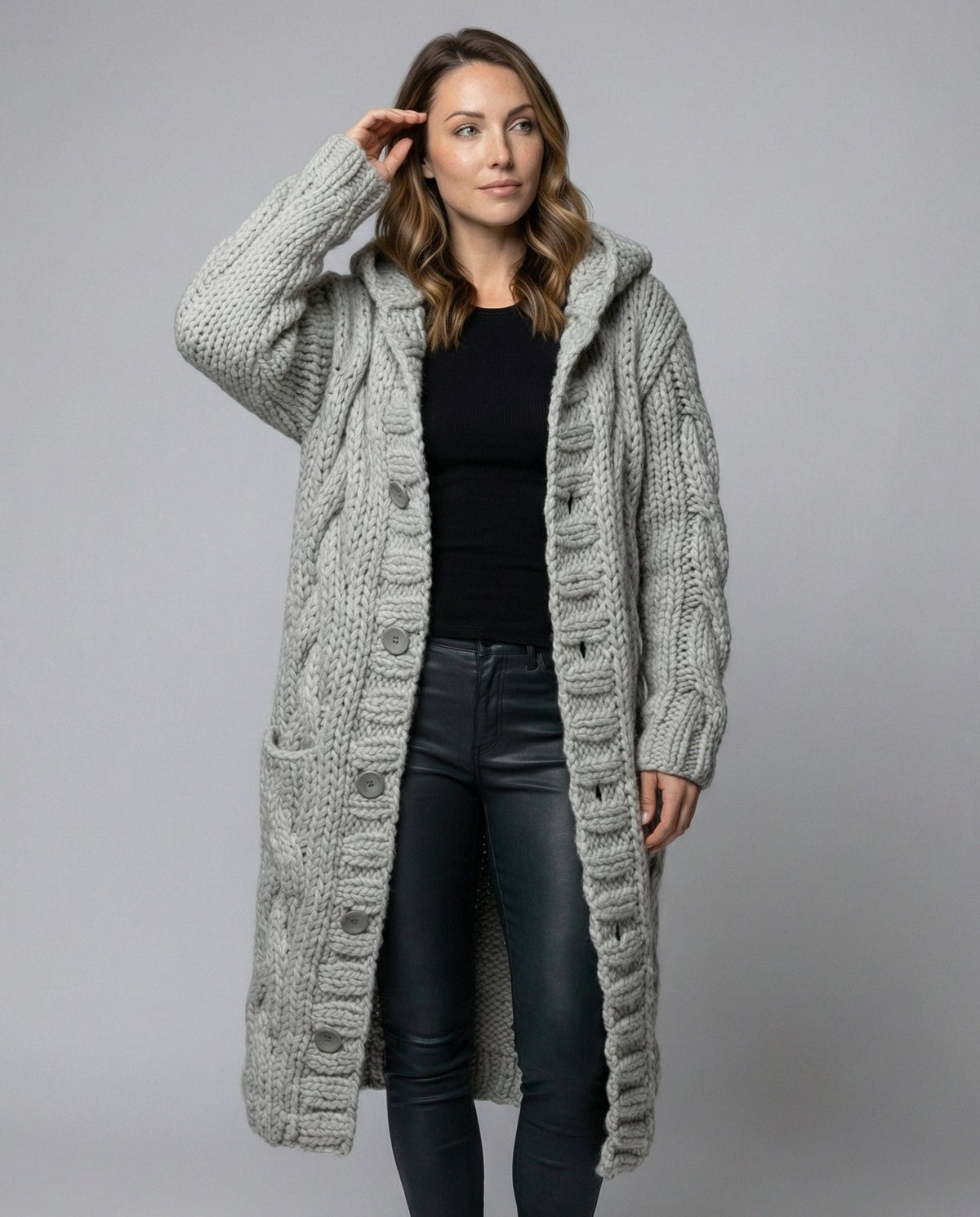 Emma | Knit Cable Chunky Cardigan