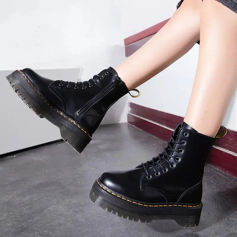Ethan | Platform Lace For Women Boots Black