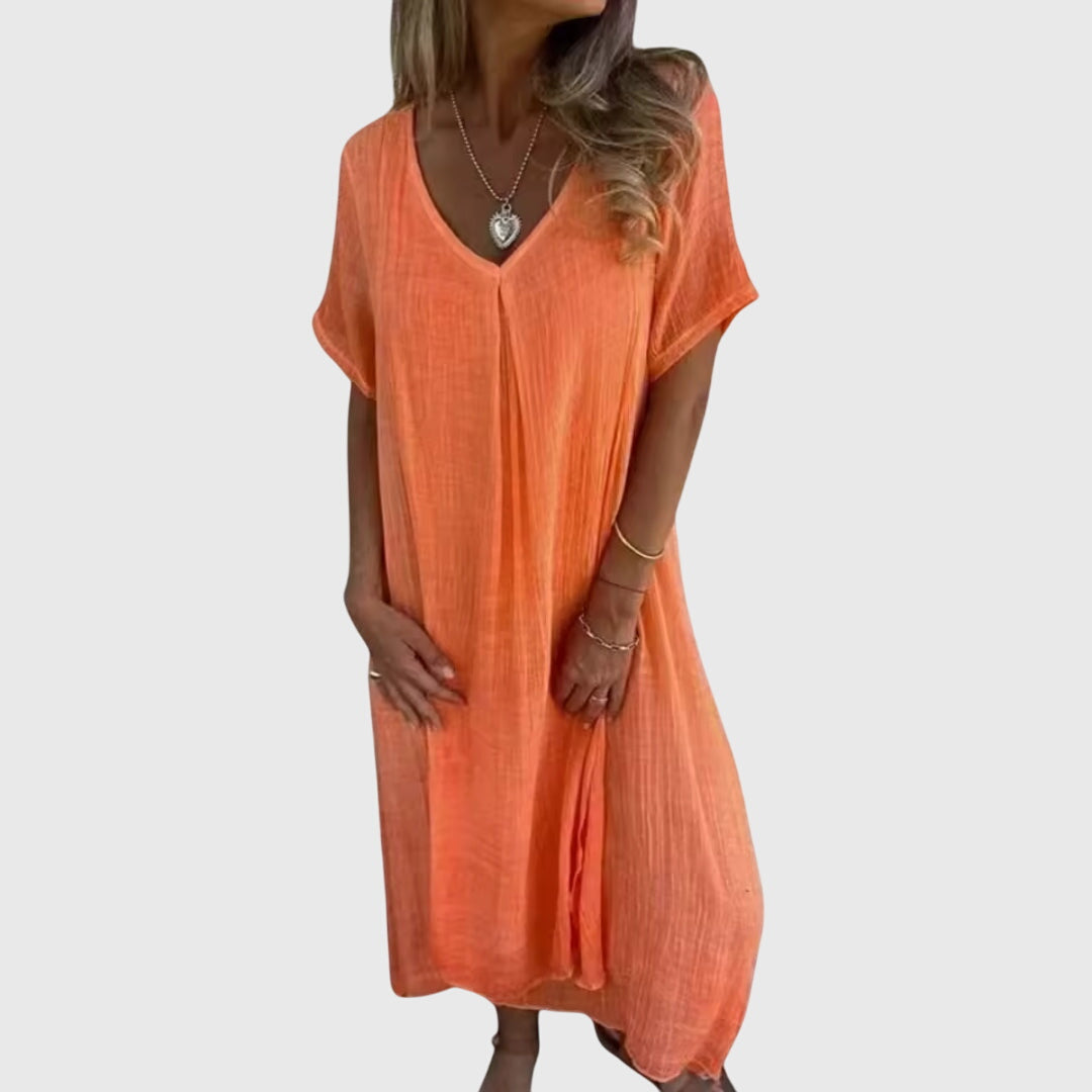 Fiona – Vestido Elegante e Leve com Decote em V