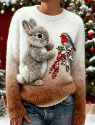 Janelli | Bunny Print Holiday Sweater Women