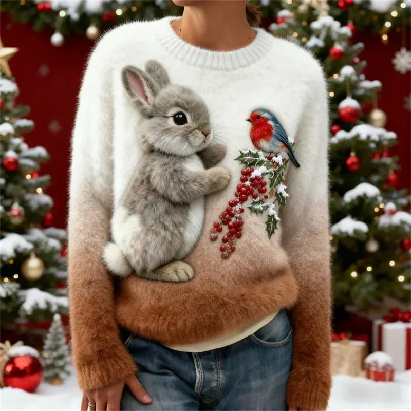 Janelli | Bunny Print Holiday Sweater Women