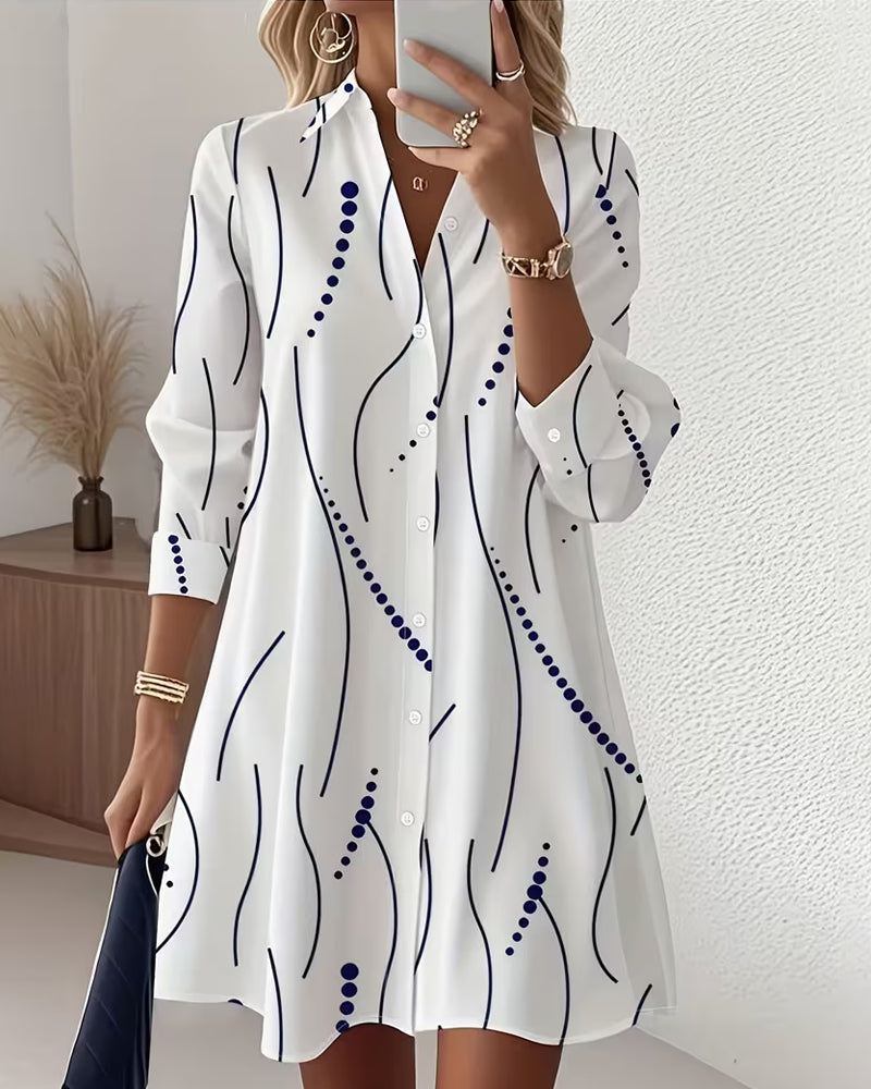 Vestido Camisa com Lapela Ondulada