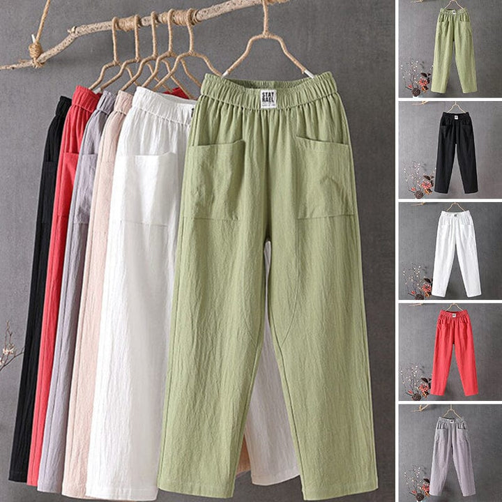 Classic Cotton Pants with Elastic Waist