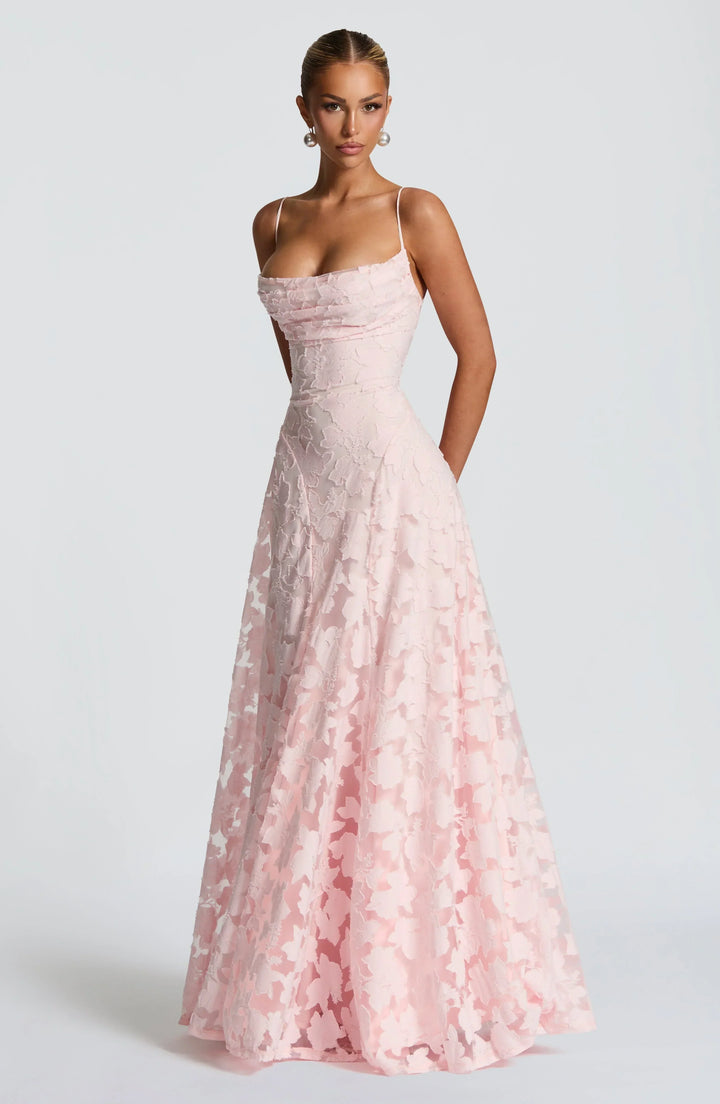 Aveline | Vestido Longo Elegante com Corpete de Renda - Vestido de Festa Glamouroso