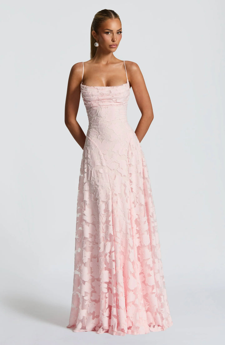 Aveline | Vestido Longo Elegante com Corpete de Renda - Vestido de Festa Glamouroso
