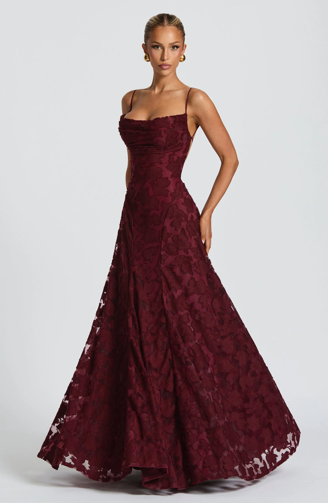 Aveline | Vestido Longo Elegante com Corpete de Renda - Vestido de Festa Glamouroso