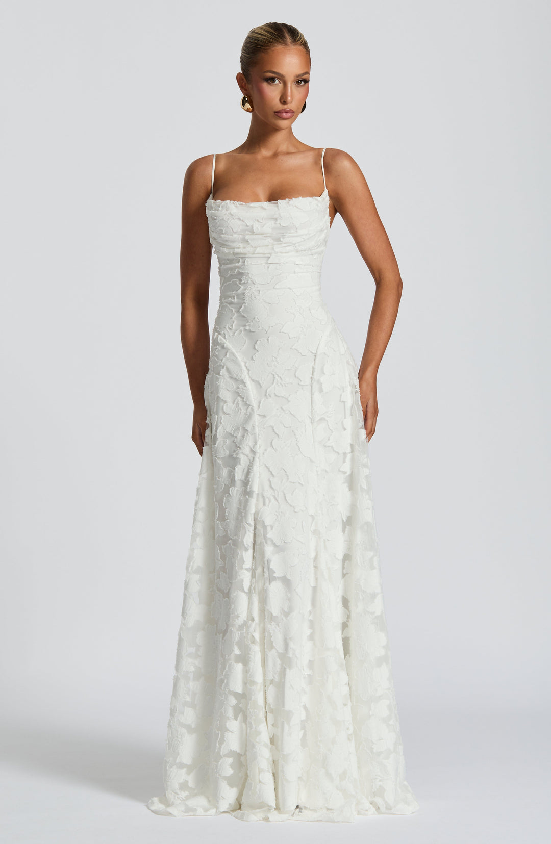 Aveline | Vestido Longo Elegante com Corpete de Renda - Vestido de Festa Glamouroso