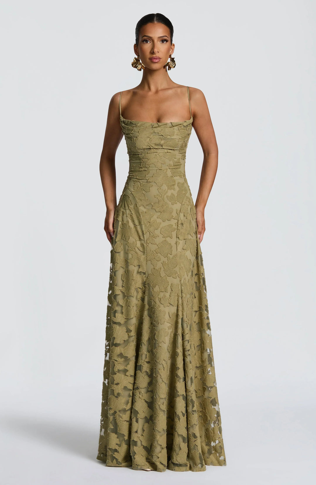Aveline | Vestido Longo Elegante com Corpete de Renda - Vestido de Festa Glamouroso