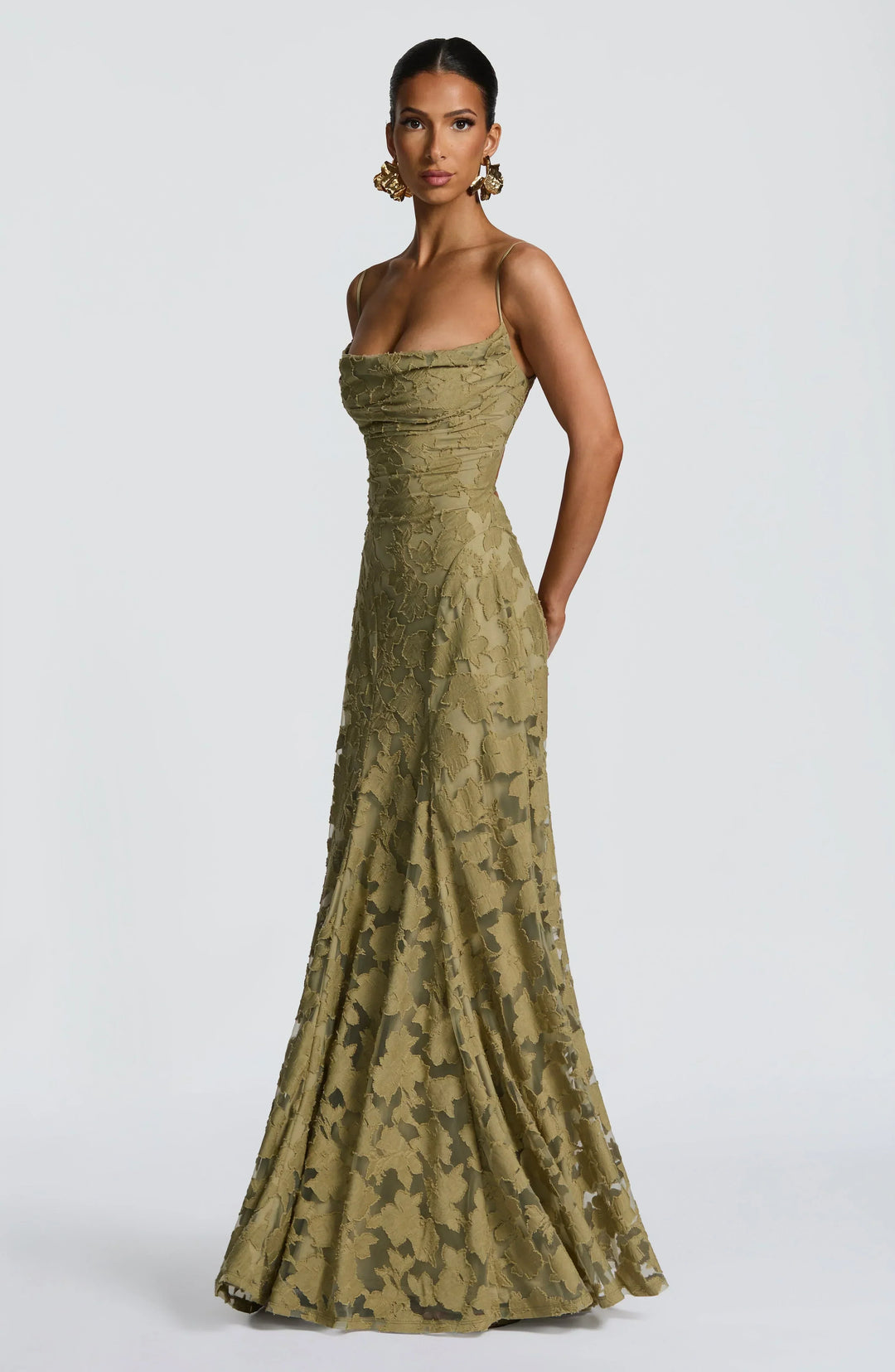 Aveline | Vestido Longo Elegante com Corpete de Renda - Vestido de Festa Glamouroso