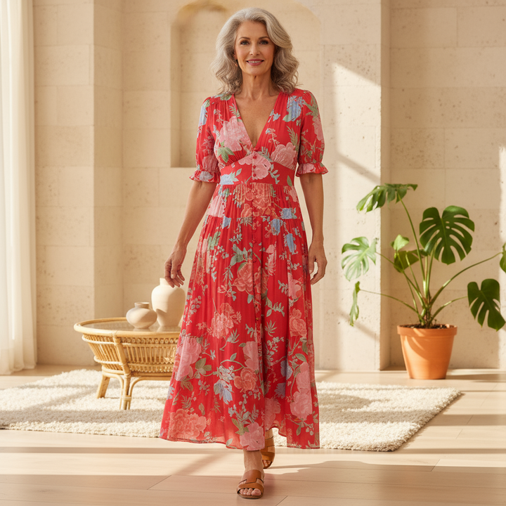 Rosae | Vestido Longo Floral Vibrante – Sinta-se Linda, Sem Esforço