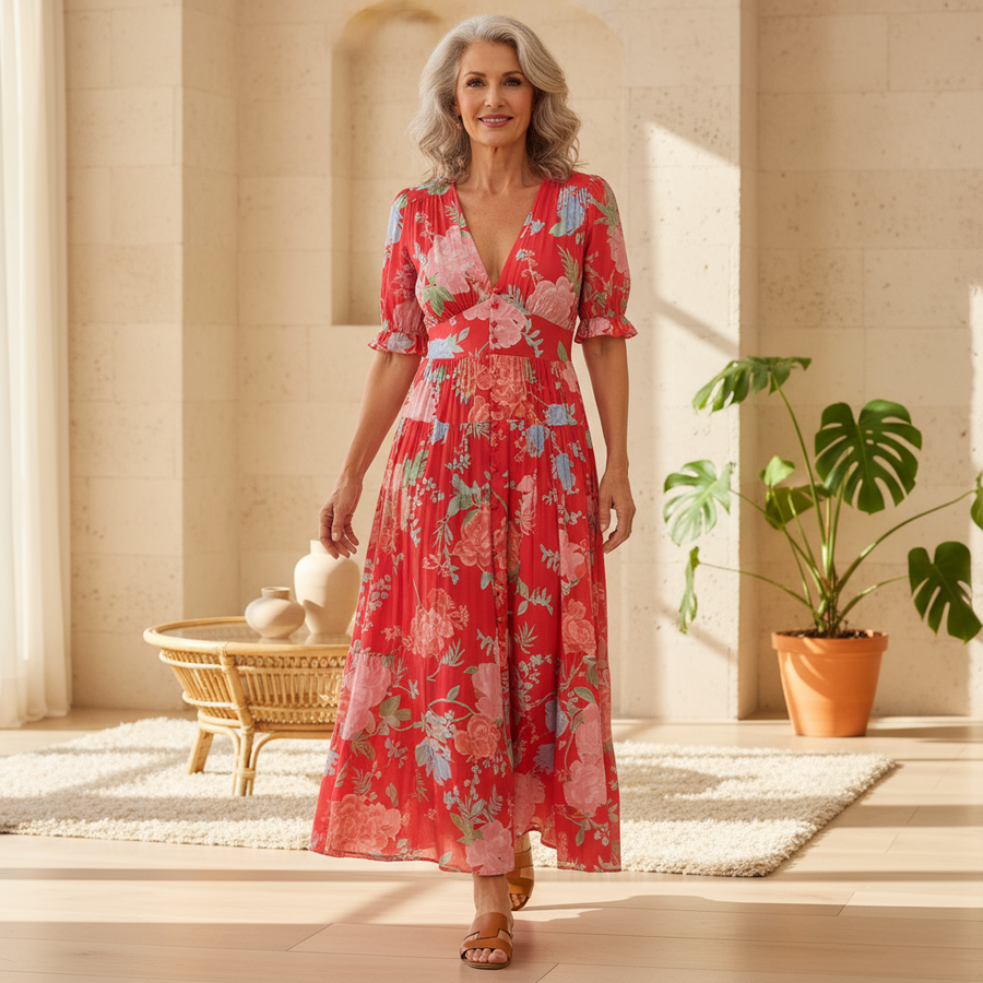 Rosae | Women's Floral Maxi Dress, Breathable Vacation and Wedding Guest Dress