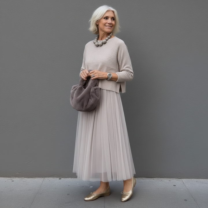 Conjunto Elegante Emmie de Duas Peças | Conjunto de Vestido em Camadas de Tricô Fácil