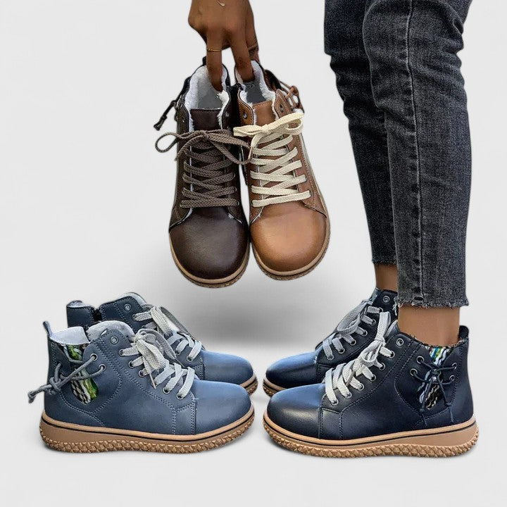 Nyrah | Women's Boho Lace-Up Winter Boots, Knit Collar Non-Slip Boots with Warm Lining