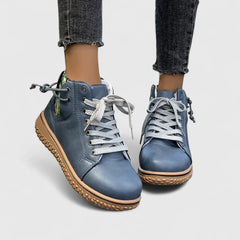Nyrah | Women's Boho Lace-Up Winter Boots, Knit Collar Non-Slip Boots with Warm Lining