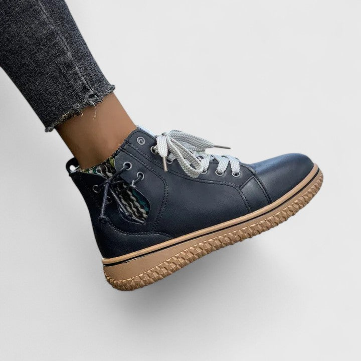 Nyrah | Women's Boho Lace-Up Winter Boots, Knit Collar Non-Slip Boots with Warm Lining
