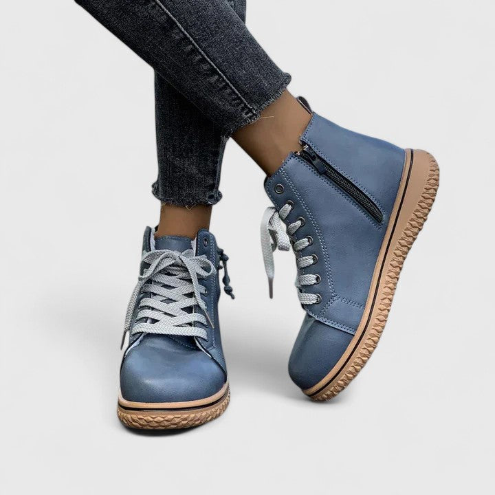 Nyrah | Women's Boho Lace-Up Winter Boots, Knit Collar Non-Slip Boots with Warm Lining