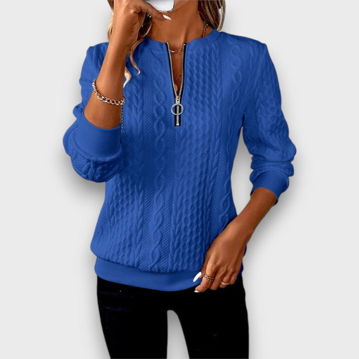 Carrie | Cable-Knit Zip Front Sweater