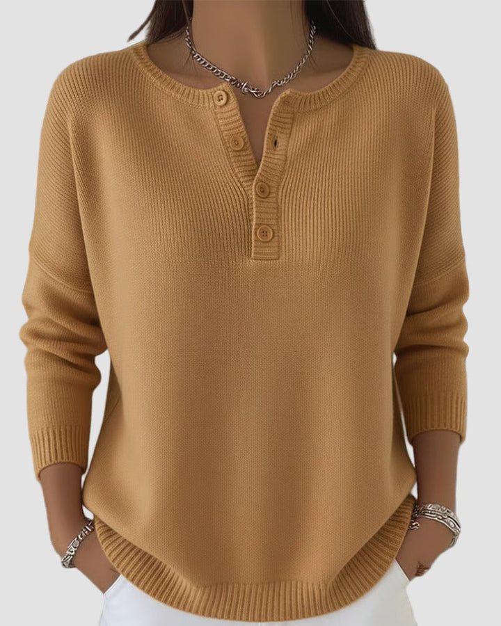 Scarlett | Elegant Button-Front Henley Sweater