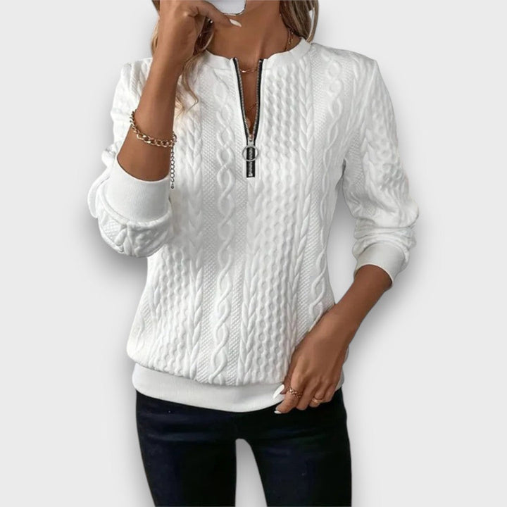 Carrie | Cable-Knit Zip Front Sweater