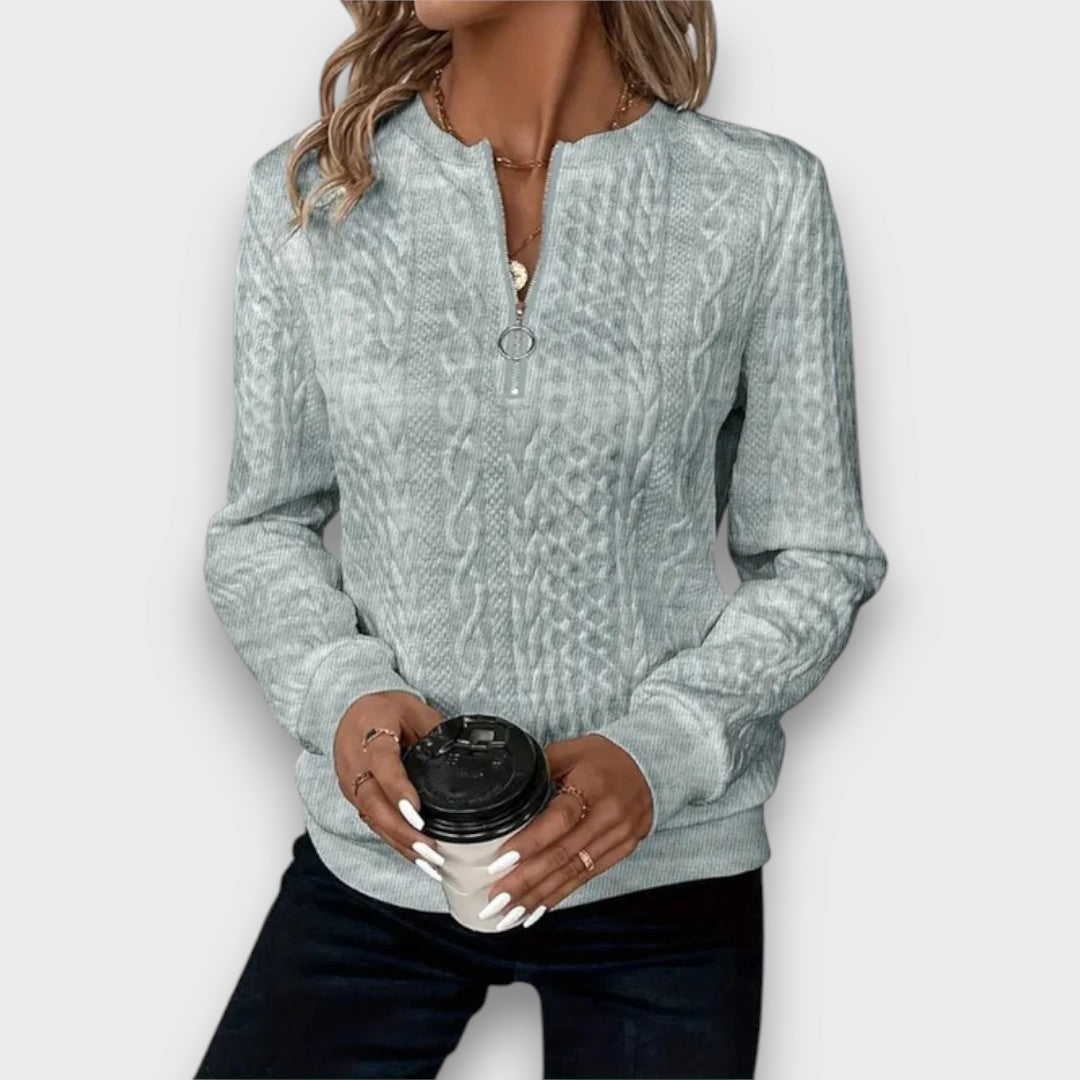Carrie | Cable-Knit Zip Front Sweater