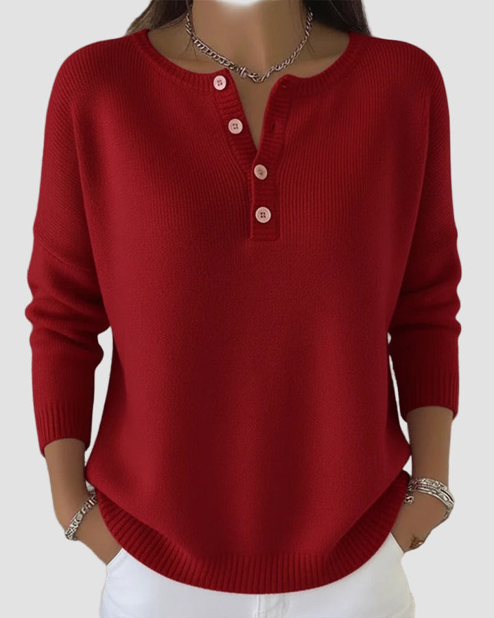 Scarlett | Elegant Button-Front Henley Sweater