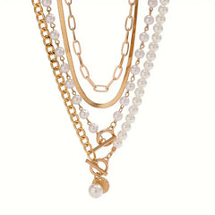 Jacob | Necklace Chain Pearl Set Gold