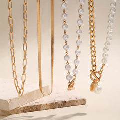 Jacob | Necklace Chain Pearl Set Gold