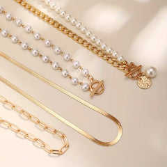 Jacob | Necklace Chain Pearl Set Gold