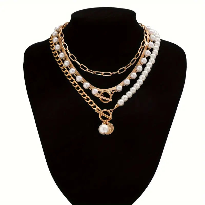 Jacob | Necklace Chain Pearl Set Gold
