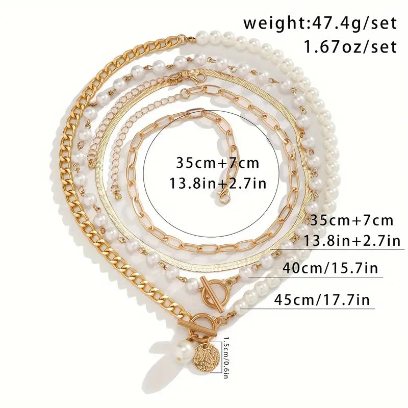 Jacob | Necklace Chain Pearl Set Gold