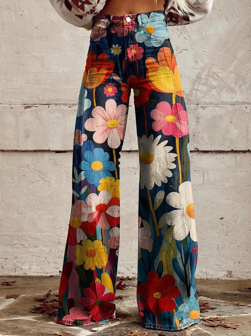 Jacob | Wide Floral Leg Pants Multicolor