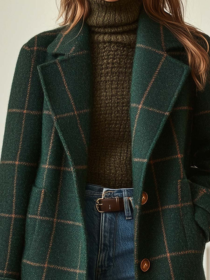 Valeria | Abrigo de Lana Elegante a Cuadros