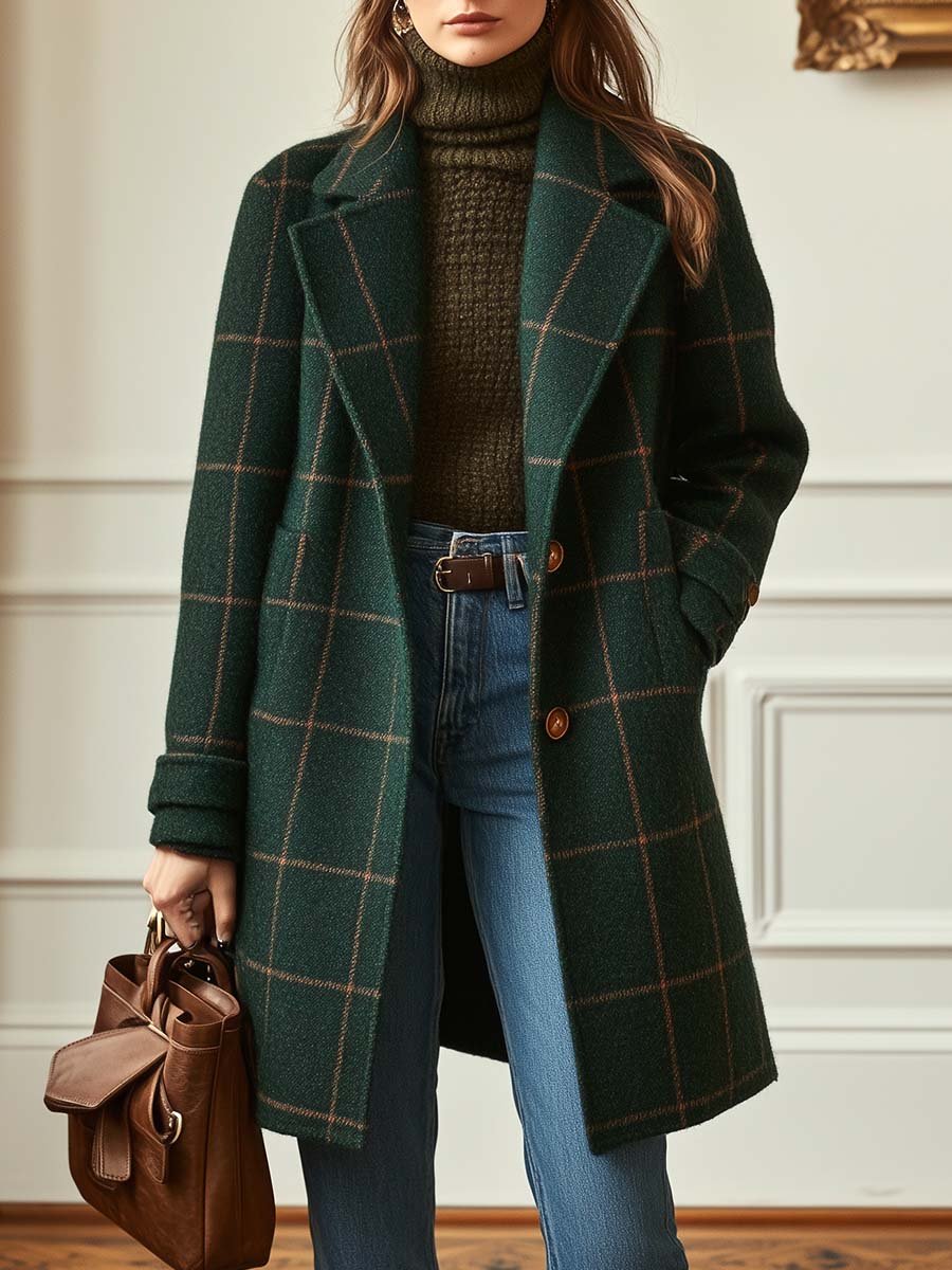 Valeria | Abrigo de Lana Elegante a Cuadros